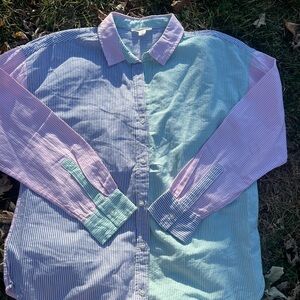 BeachLunchLounge Pastel Stripe Button Down Shirt L Coastal Preppy
